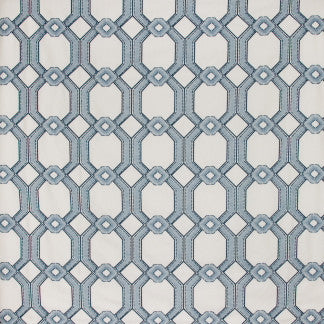 Graceful Gate Delft by Carole Designer Fabric French Navy 100% Polyester India N/A Horizontal: 6 3/4" and Vertical: 6 1/2" V 54" - Swanky Fabrics -