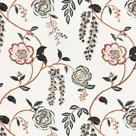 At Its Finest Persimmon by Carole Fabric First Impressions Base: 100% Cotton Embr: 79% Cotton, 15% Viscose, 6% Poly India  30 1/2" V, 25 1/8" H 51"  - Fabric Carolina -