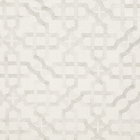 Meet Again Silver by Carole Designer Fabric Earth & Stone Base: 69% Cotton, 31% Polyester. Embr: 100% Viscose India 12 1/2" V, 12 1/2" H 51" - Swanky Fabrics -