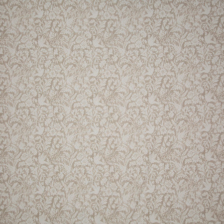 Birds At Play Linen by Carole Designer Fabric Neutral Ground 100% Cotton India 12 1/4" V, 14" H 55 3/4"" - Swanky Fabrics -