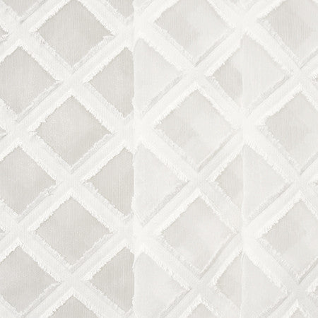 Stay True White by Carole Fabric Sheer Luxury 89% Polyester, 11% Cotton INDIA  3 1/2" V, 3 3/8" H 122"  - Fabric Carolina -
