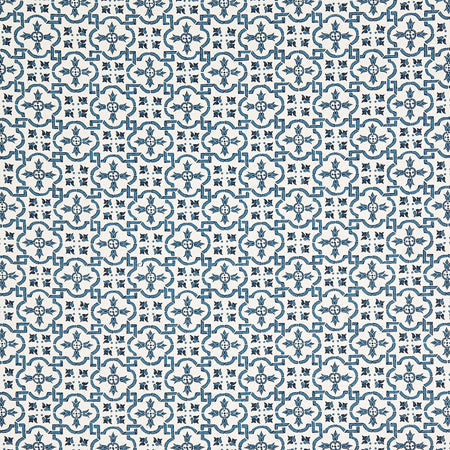 Saint Martin Navy by Carole Designer Fabric Oasis 100% Cotton USA 4 1/4" V, 2 1/8" H HD 54" - Swanky Fabrics -
