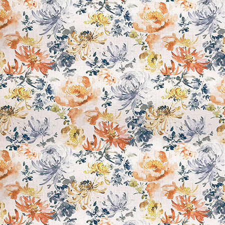 Flower Party Copper by Carole Fabric Dawn & Dusk 100% Cotton India  27" V, 13 1/2" H HD 54"  - Fabric Carolina -