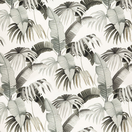 On Tropic Graphite by Carole Designer Fabric Oasis 100% Cotton Spain 26" V, 13" HD 54" - Swanky Fabrics -