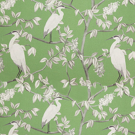 Spot A Heron Kiwi by Carole Fabric Evergreen 100% Cotton India  24 5/8" V, 27 1/4" H 55"  - Fabric Carolina -