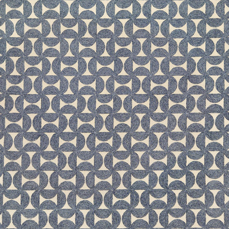 Spin Master Indigo by Carole Designer Fabric Blue Crush Base: 52% Polyester, 48% Cotton Embr: 60% Polyester, 25% Cotton, 15% Linen India 4 5/8" V, 4 1/2" H 54"" - Swanky Fabrics -