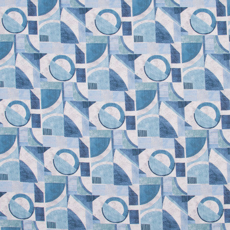 Weatherstone Ocean by Carole Designer Fabric Bluebird 100% Polyester India 13 1/2" V, 6 3/4" H HD 54" - Swanky Fabrics -
