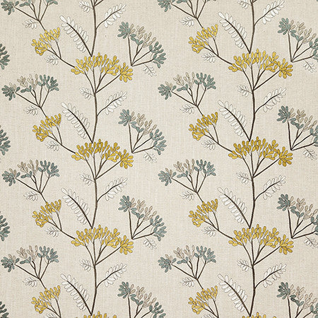 With Delight Hazelwood by Carole Fabric Dewdrop 52% Polyester, 21% Viscose, 18% Cotton, 9% Linen India N/A 9 1/4" V, 17 1/4" H 51"  - Fabric Carolina -