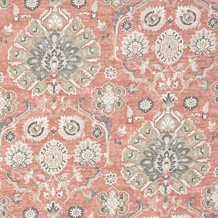 Traditions Of Salmon by Carole Fabric Harvest 75% Cotton, 25% Linen Pakistan  27" V, 27" H HD 54"  - Fabric Carolina -
