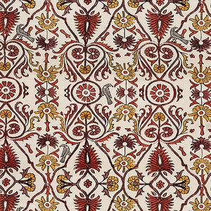 Bird Gathering Cinnabar by Carole Fabric