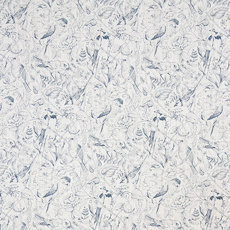 Take Flight Blue by Carole Fabric English Garden 97% Cotton, 3% Linen 20,000 Wyzenbeek Double Rubs 13 1/2" V, 19 1/2" H 57" - Fabric Carolina -