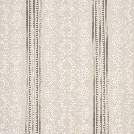 Garden Paths Natural by Carole Fabric Artisan Base: 50% Poly, 50% Cotton. Embr: 60% Poly, 40% Cotton INDIA  3 3/4" V, 13 1/2" H 53.75"  - Fabric Carolina -