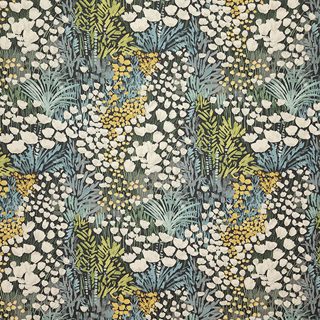 Blooming Meadow Bluestone by Carole Fabric Evergreen 100% Cotton India  27 1/2" V, 13 3/4" H HD 55"  - Fabric Carolina -