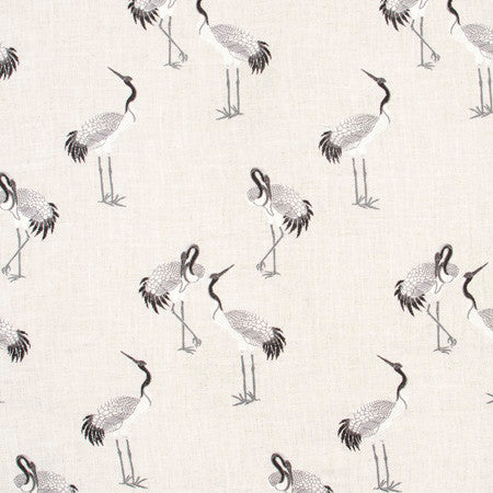 Heron Slate by Carole Fabric White Smoke 86% Polyester, 9% Rayon, 5% Linen China Passes 73,000 Double Rubs Wyzenbeek 15 1/2" V, 13 1/2" H 54"  - Fabric Carolina -