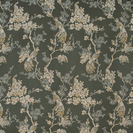 Bird In Waiting Graphite by Carole Fabric Birch 63% Polyester, 37% Viscose India  20 5/8" V, 13 1/2" H 51"  - Fabric Carolina -
