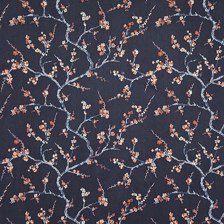 Find The Beauty Navy by Carole Designer Fabric First Impressions Base: 50% Poly, 50% Cotton Embr: 60% Poly, 40% Cotton India 15 3/8" V, 25 1/8" H 50" - Swanky Fabrics -
