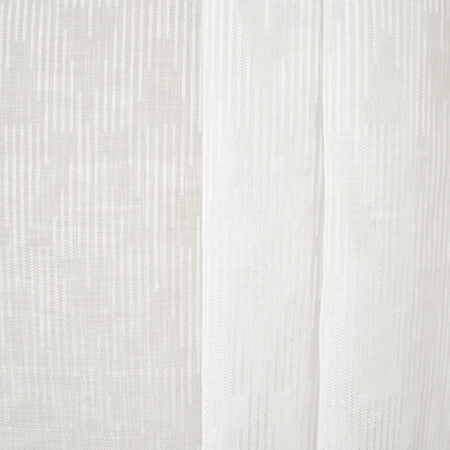 Stand Here White by Carole Designer Fabric Sheer Luxury 100% Polyester TURKEY N/A 11 3/8" V, 7 7/8" H 118" - Swanky Fabrics -