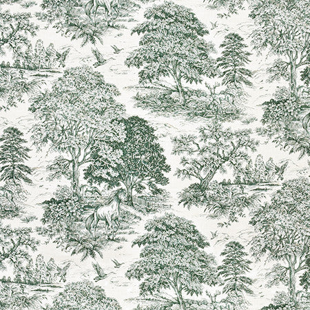 Wild Horses Classic Green by Carole Fabric Wellington 55% Linen, 45% Viscose-SR KOREA 12,000 Wyzenbeek Double Rubs 26" V, 27 1/2" H HD 55"  - Fabric Carolina -