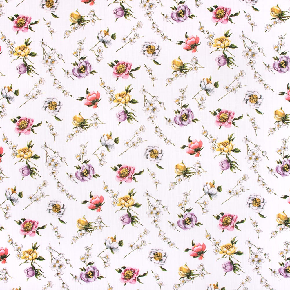 Flower Shop White by Carole Fabric Vibrance 90% Cotton, 10% Linen Pakistan Passes 15,000 Double Rubs Wyzenbeek Horizontal: 13 and Vertical: 135 58 - Fabric Carolina -