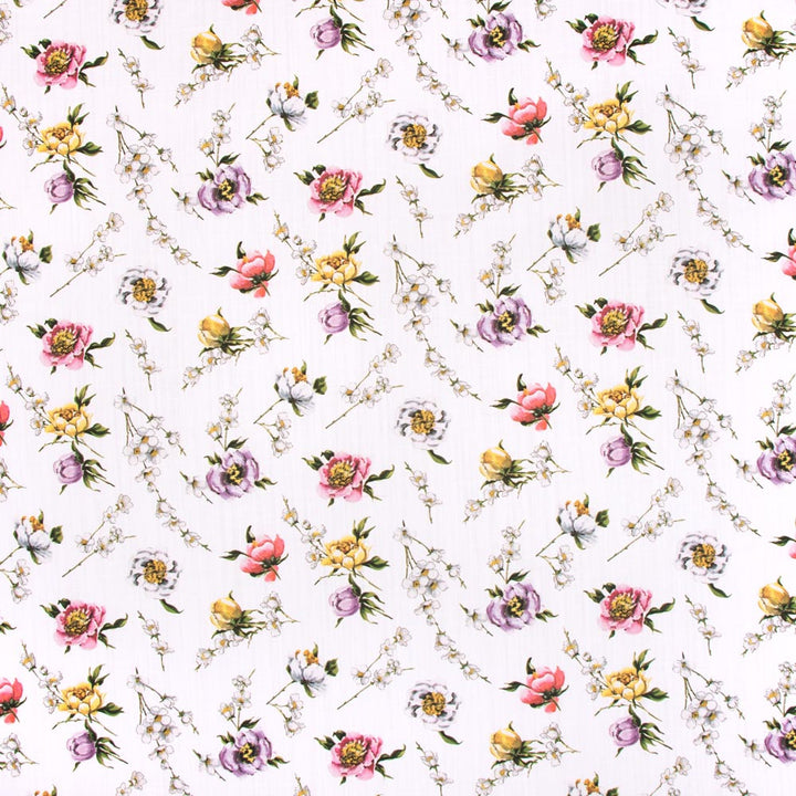 Flower Shop White by Carole Fabric Vibrance 90% Cotton, 10% Linen Pakistan Passes 15,000 Double Rubs Wyzenbeek Horizontal: 13 and Vertical: 135 58 - Fabric Carolina -