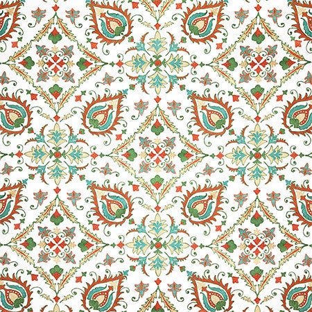 Faux Show Multi by Carole Designer Fabric First Impressions 100% Cotton India 25 1/4" V, 13 1/2" H HD 54" - Swanky Fabrics -