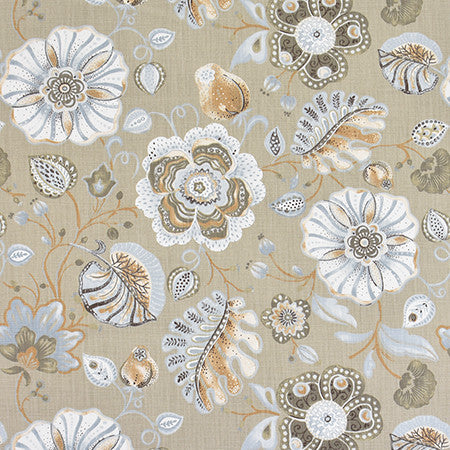 Art Of Being Sand by Carole Fabric Bluebell 59% Cotton, 41% Polyester-Light Latex Backing China 15,000 Wyzenbeek Double Rubs 23 3/4" V, 27 1/2" H 54"  - Fabric Carolina -