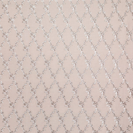 Settling In Peach by Carole Fabric Sunset Serenade Base: 73% Cotton, 27% Polyester Embr: 100% Viscose India  9 3/8" V, 4 1/2" H 51""  - Fabric Carolina -