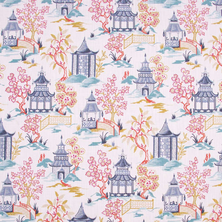 Toji Garden Summer by Carole Fabric Pink Jade 100% Cotton- SR China 27,000 Wyzenbeek Double Rubs Horizontal: 27.375 and Vertical: 27 58 - Fabric Carolina -