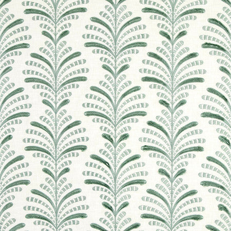 Stark Celadon by Carole Fabric Serene Green Base: 52% Cotton, 48% Polyester Embr: 100% Polyester 51,000 Wyzenbeek Double Rubs 6 1/2" V, 10 1/2" H 52" - Fabric Carolina -