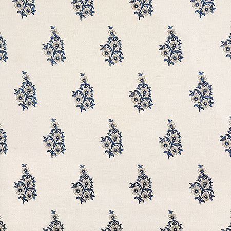Beauty And Charm Navy by Carole Designer Fabric First Impressions 60% Cotton, 40% Linen India 15 1/4" V, 5" H HD 50" - Swanky Fabrics -