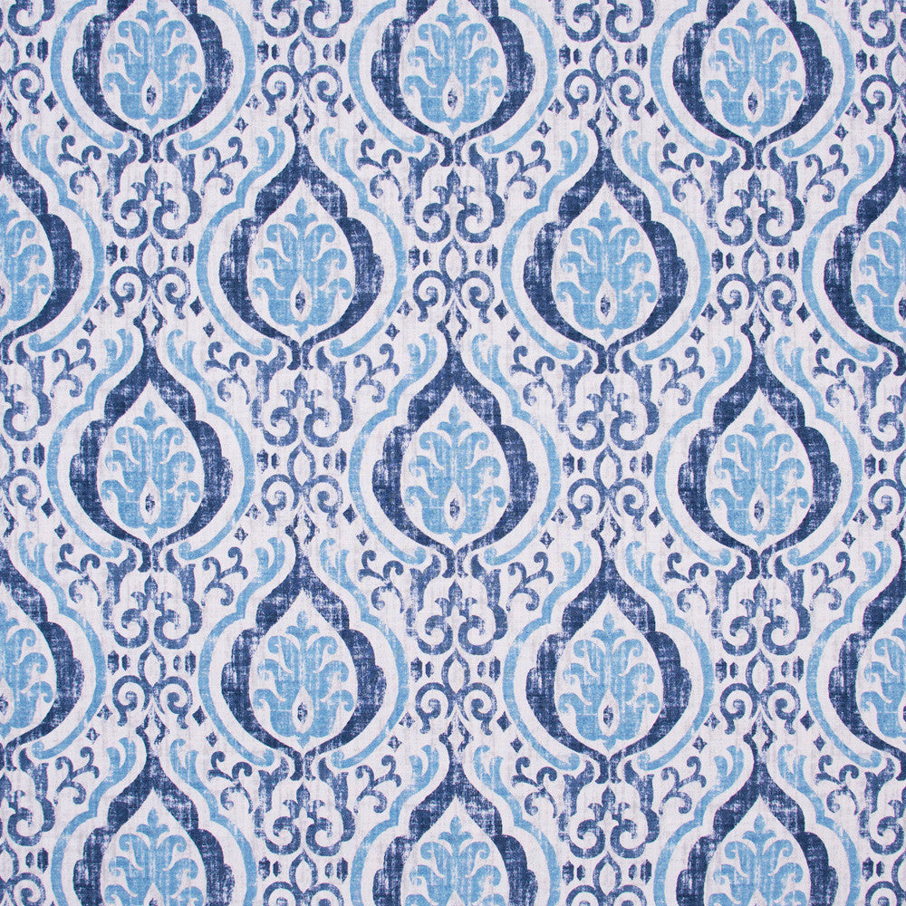 Be Brave Sapphire by Carole Designer Fabric Bluebird 100% Cotton- Soil Repellent China Passes 27,000 Double Rubs Wyzenbeek Horizontal: 13.5 and Vertical: 18 56 - Swanky Fabrics -