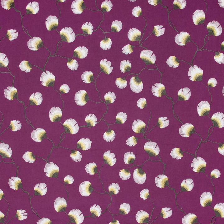 Petal Leaf Plumberry by Carole Fabric Mulberry Sangria 50% Polyester, 50% Cotton India N/A Horizontal: 2525 and Vertical: 15375 51 - Fabric Carolina -
