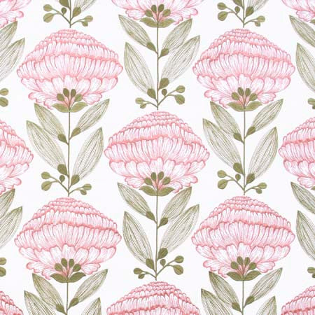 Allium Bloom Ballerina by Carole Fabric Pink Jade 76% Polyester, 24% Cotton India N/A 12 3/4" V, 12 3/4" H HD 51"  - Fabric Carolina -