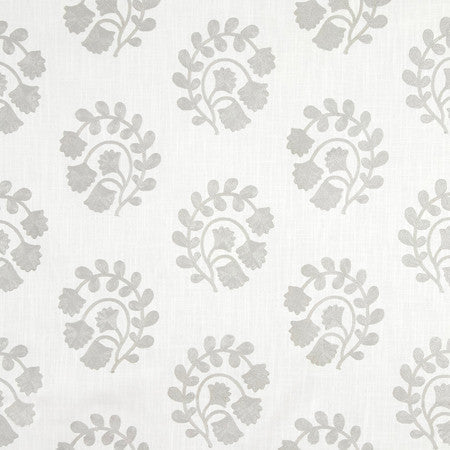 Giant Leap Silver by Carole Designer Fabric Earthbound Base: 50% Cotton, 35% Viscose, 15% Linen Embr: 50% Cotton, 50% Viscose N/A 9 1/2" V, 13 1/2" H 53" - Swanky Fabrics -
