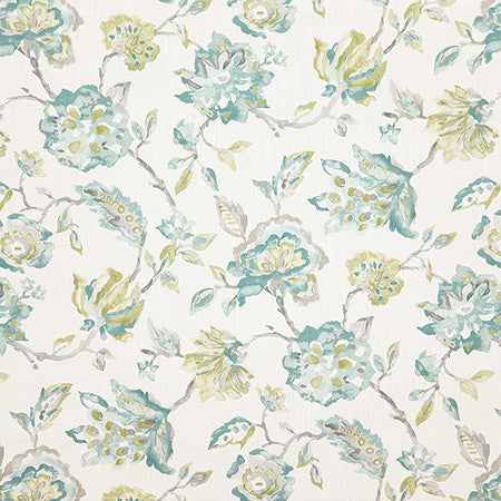Full Frame Seafoam by Carole Fabric Dewdrop 97% Cotton, 3% Linen Printed In Usa  27" V, 14 1/2" H HD 54"  - Fabric Carolina -