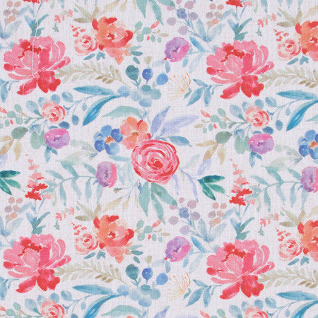 Four Gables Coral by Carole Fabric Geranium 92% Polyester, 8% Linen China Passes 50,000 Double Rubs Wyzenbeek </p><p>Repeat: 13 1/4" V, 13 1/2" H HD 56" - Fabric Carolina -