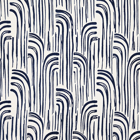 Water Works Navy by Carole Fabric Dawn & Dusk Base: 100% Cotton, Embr: 73% Cotton, 27% Polyester India N/A 15 3/8" V, 16 1/2" H 50.375"  - Fabric Carolina -