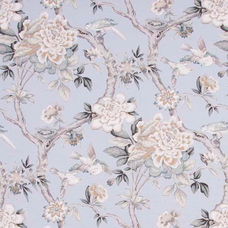 Bird Sanctuary Platinum by Carole Designer Fabric Ash Oak 100% Cotton- SSR Peru 25,000 Wyzenbeek Double Rubs Horizontal: 13 1/2" D and Vertical: 25 1/4" V 54" - Swanky Fabrics -