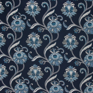 Warm Welcome Navy by Carole Designer Fabric Emerald Ocean 50% Polyester, 50% Cotton India N/A Horizontal: 26" and Vertical: 15 3/8" V 51" - Swanky Fabrics -