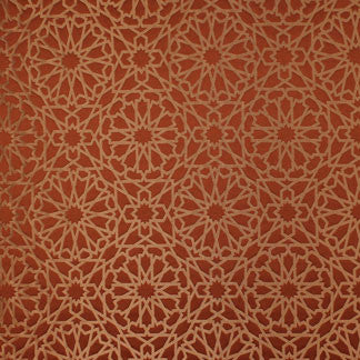 Posen Rust by Carole Fabric Radiant Poppy 69% Polyester 31% Cotton India Passes 20,000 Circular Rubs Martindale Horizontal: 9 1/2" and Vertical: 10"V 55" - Fabric Carolina -