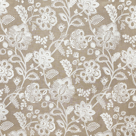 Made With Heart Taupe by Carole Designer Fabric Neutral Ground Base: 100% Cotton Embr: 62% Cotton, 38% Viscose India 30 1/2" V, 12 3/4" H HD 52 1/4"" - Swanky Fabrics -
