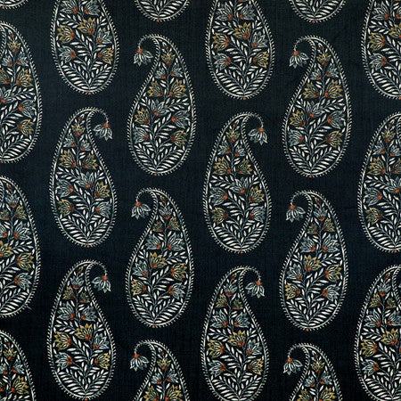 Drop Of Paisley Ebony by Carole Designer Fabric Neutral Ground 100% Polyester China 27" V, 13 1/2" H 54"" - Swanky Fabrics -