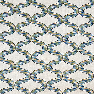 Curves Ahead Blue Green by Carole Fabric