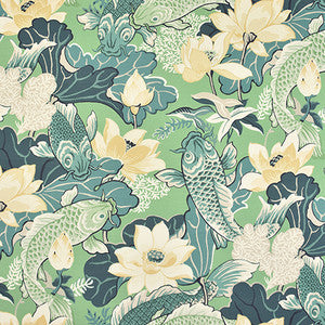 Playing Koi Eucalyptus by Carole Fabric