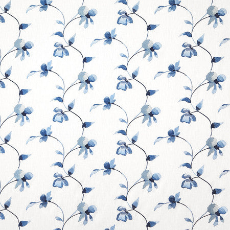 All My Heart Delft by Carole Designer Fabric Blue Crush Base: 52% Polyester, 48% Cotton Embr:100% Viscose India 9 1/4" V, 9 1/4" H HD 53"" - Swanky Fabrics -
