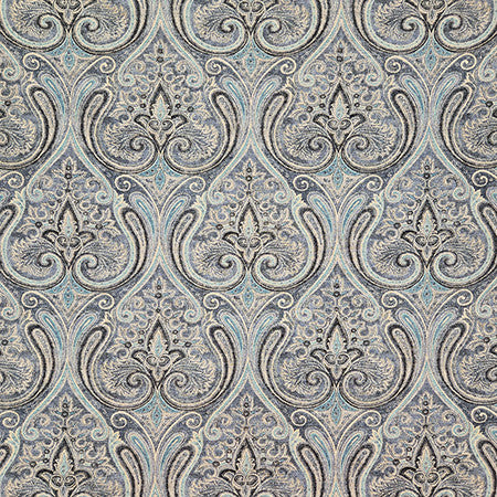 Paisley Place Indigo by Carole Fabric Dawn & Dusk 75% Cotton, 25% Linen Pakistan  18" V, 6 1/2" H HD 54"  - Fabric Carolina -