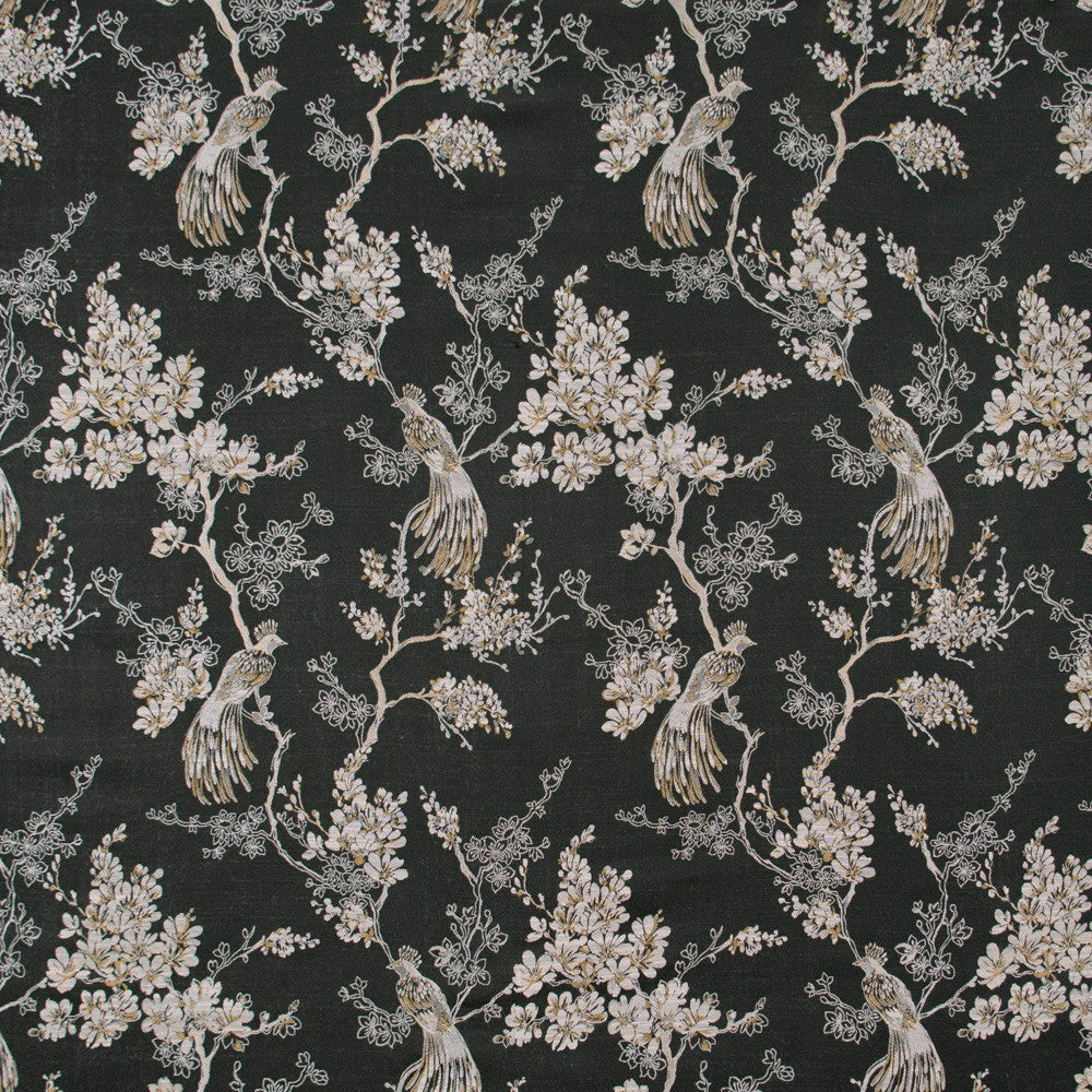 Bird In Waiting Noir by Carole Fabric Birch 63% Polyester, 37% Viscose India N/A Horizontal: 135 and Vertical: 20625 51 - Fabric Carolina -