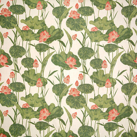 Be Seen Coral by Carole Designer Fabric Misty Glen 72% Polyester, 20% Rayon, 8% Linen China 27" V, 27 1/4" H 55"" - Swanky Fabrics -