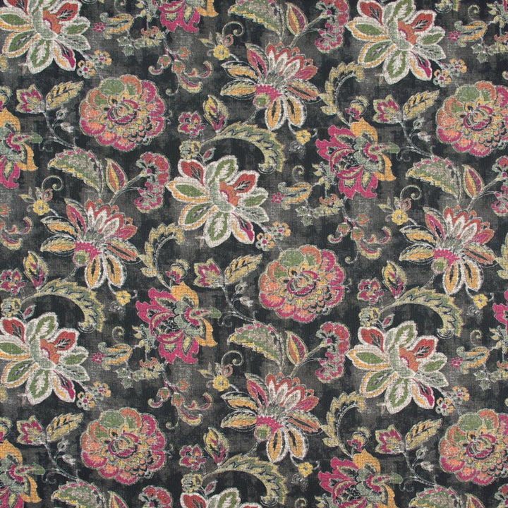 Raven Court Black Cherry by Carole Fabric Onyx & Ivory 100% Cotton- Soil & Stain Repellent Pakistan Passes 30,000 Double Rubs Wyzenbeek Horizontal: 27 and Vertical: 2525 54 - Fabric Carolina -
