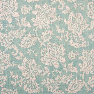 Hello Again Seafoam by Carole Designer Fabric Sea Glass 100% Cotton Duck Turkmenistan 27" V, 27" H HD 54" - Swanky Fabrics -